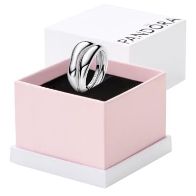 PANDORA Essence Organisch Geformte Stacking-Ringe aus Sterling Silber, Größe: 52, 193264C00-52 PANDORA Essence Organisch Geformte Stacking-Ringe aus Sterling Silber, Größe: 52, 193264C00-52