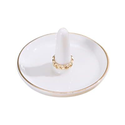 oskas Weißer Ring Geschirrhalter, Verlobung, Hochzeit, Brautparty, dekoratives Schmucktablett, 10,2 cm, Keramik, Weiß oskas Weißer Ring Geschirrhalter, Verlobung, Hochzeit, Brautparty, dekoratives Schmucktablett, 10,2 cm, Keramik, Weiß