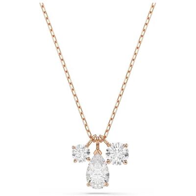 Swarovski Mesmera Anhänger, Rosé-vergoldete Damenhalskette mit Drei Schimmernden Zirkonia in Verschiedenen Schliffen, Länge: 40-45 cm Swarovski Mesmera Anhänger, Rosé-vergoldete Damenhalskette mit Drei Schimmernden Zirkonia in Verschiedenen Schliffen, Länge: 40-45 cm