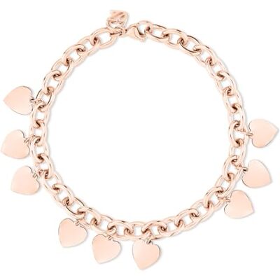 Echtzeit Armband Endless Love verstellbar bis 23 cm, roségold grobes Gliederarmband aus Edelstahl mit Herzanhängern 14K vergoldet wasserfest & hautfreundlich Echtzeit Armband Endless Love verstellbar bis 23 cm, roségold grobes Gliederarmband aus Edelstahl mit Herzanhängern 14K vergoldet wasserfest & hautfreundlich