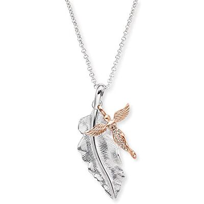 Engelsrufer Damen Halskette aus Sterling Silber mit silbernem Feder und roségoldener Engel Anhänger besetzt mit 20 Zirkonia Steinen in drei Längen verstellbar Länge: 50cm Engelsrufer Damen Halskette aus Sterling Silber mit silbernem Feder und roségoldener Engel Anhänger besetzt mit 20 Zirkonia Steinen in drei Längen verstellbar Länge: 50cm