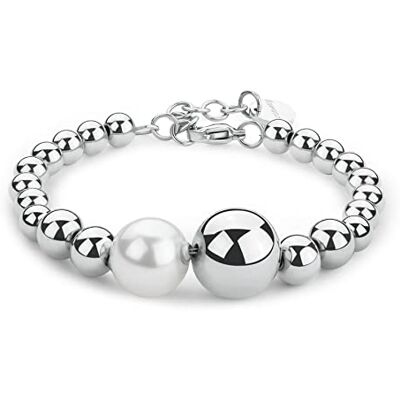 Brosway Armband Perfect für Damen aus 316L-Edelstahl und Muschelperle, Karabinerverschluss, Größe: 20 cm, BPC11 Brosway Armband Perfect für Damen aus 316L-Edelstahl und Muschelperle, Karabinerverschluss, Größe: 20 cm, BPC11