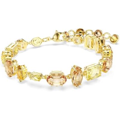 Swarovski Gema Armband, Vergoldetes Damenarmband mit gelb- und bernsteinfarbenen Kristallen in Krappenfassung und Verschiedenen Schliffen, Länge: 15.5-19 cm, Breite: 1 cm Swarovski Gema Armband, Vergoldetes Damenarmband mit gelb- und bernsteinfarbenen Kristallen in Krappenfassung und Verschiedenen Schliffen, Länge: 15.5-19 cm, Breite: 1 cm