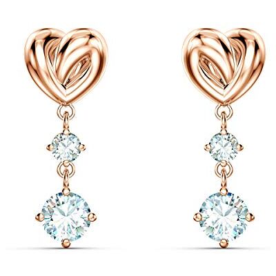 Swarovski Lifelong Heart Drop-Ohrhänger, Herz, Weiß, Roségold-Legierungsschicht Swarovski Lifelong Heart Drop-Ohrhänger, Herz, Weiß, Roségold-Legierungsschicht