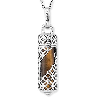 Engelsrufer Damen Halskette aus Sterling Silber mit austauschbarem Kraftstein Anhänger Tigerauge Größe M Karabinerverschluss in drei Längen verstellbar nickelfrei Engelsrufer Damen Halskette aus Sterling Silber mit austauschbarem Kraftstein Anhänger Tigerauge Größe M Karabinerverschluss in drei Längen verstellbar nickelfrei