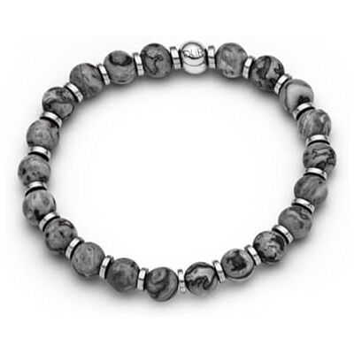 DUR Armband mit grauem Jaspis, Hämatit und 925er Sterling-Silber – Stilvolles Design mit natürlichen Steinen, Maße: 6 mm x 190 mm, A1607.16 DUR Armband mit grauem Jaspis, Hämatit und 925er Sterling-Silber – Stilvolles Design mit natürlichen Steinen, Maße: 6 mm x 190 mm, A1607.16