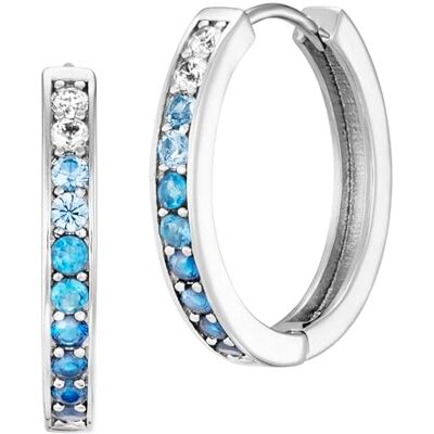 Engelsrufer Damen Ocean Creolen aus Sterling Silber besetzt mit 26 weißen bis blauen Zirkonia Steinen Clipverschluss nickelfrei Engelsrufer Damen Ocean Creolen aus Sterling Silber besetzt mit 26 weißen bis blauen Zirkonia Steinen Clipverschluss nickelfrei