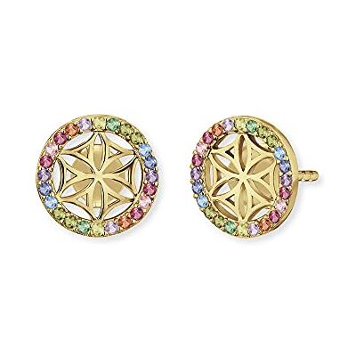 Engelsrufer Damen Ohrringe Lebensblume Multicolor aus vergoldetem Sterling Silber Steckverschluss besetzt mit 45 multicolor Zirkonia Steinen nickelfrei 10mm Engelsrufer Damen Ohrringe Lebensblume Multicolor aus vergoldetem Sterling Silber Steckverschluss besetzt mit 45 multicolor Zirkonia Steinen nickelfrei 10mm