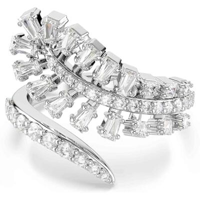 Swarovski Vienna Offener Ring, Mischschliff, Feder, Weiß, Rhodiniert Swarovski Vienna Offener Ring, Mischschliff, Feder, Weiß, Rhodiniert