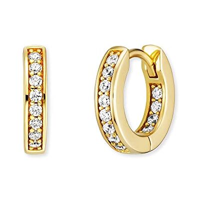 Engelsrufer filigrane Keep it so simple Damen Creole Emma aus vergoldetem Sterling Silber besetzt mit 24 weißen Zirkonia Steinen Clipverschluss nickelfrei Größe: 13mm Engelsrufer filigrane Keep it so simple Damen Creole Emma aus vergoldetem Sterling Silber besetzt mit 24 weißen Zirkonia Steinen Clipverschluss nickelfrei Größe: 13mm