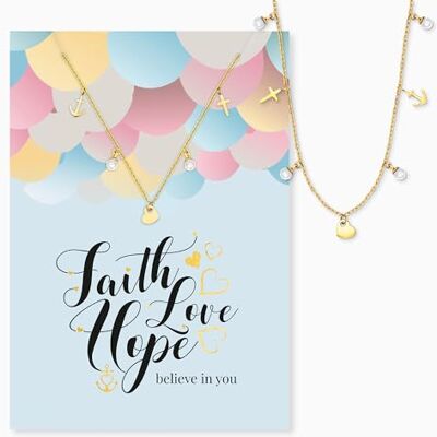 Engelsrufer Grußkarte Faith Love Hope mit Halskette Edelstahl Gold – Glauben Liebe Hoffnung – Karte & Kette als bedeutungsvolles Geschenk Engelsrufer Grußkarte Faith Love Hope mit Halskette Edelstahl Gold – Glauben Liebe Hoffnung – Karte & Kette als bedeutungsvolles Geschenk