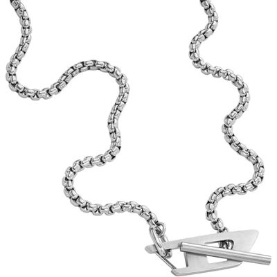 Diesel Herren-Edelstahl-Halskette mit Knebelverschluss, Helles Silber Diesel Herren-Edelstahl-Halskette mit Knebelverschluss, Helles Silber