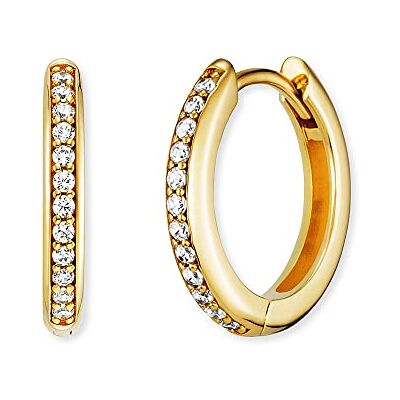 Engelsrufer filigrane Keep it so simple Damen Creole Lola aus vergoldetem Sterling Silber besetzt mit 24 weißen Zirkonia Steinen Clipverschluss nickelfrei Größe: 16mm Engelsrufer filigrane Keep it so simple Damen Creole Lola aus vergoldetem Sterling Silber besetzt mit 24 weißen Zirkonia Steinen Clipverschluss nickelfrei Größe: 16mm