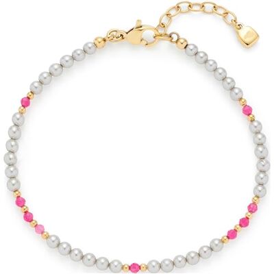 JEWELS BY LEONARDO Armband Pinky • Arm-Kette aus goldfarbenem Edelstahl • hellgraue Imitationsperlen, feinen Goldkugeln und Glasperlen in Pink • 18-20,5 cm Länge • Geschenk für Frauen • 024975 JEWELS BY LEONARDO Armband Pinky • Arm-Kette aus goldfarbenem Edelstahl • hellgraue Imitationsperlen, feinen Goldkugeln und Glasperlen in Pink • 18-20,5 cm Länge • Geschenk für Frauen • 024975