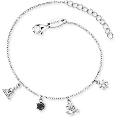 Engelsrufer Damen Yin Yang Armband aus Sterling Silber, mit Anhängern und Zirkonia, Karabinerverschluss, längenverstellbar, nickelfrei, Größe: 17+3cm Engelsrufer Damen Yin Yang Armband aus Sterling Silber, mit Anhängern und Zirkonia, Karabinerverschluss, längenverstellbar, nickelfrei, Größe: 17+3cm