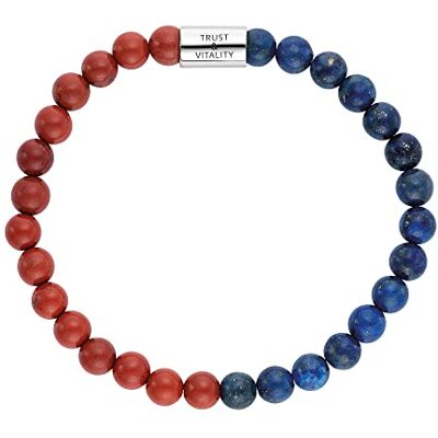 Engelsrufer Damen Stretch-Armband Powerful Stone Trust & Vitality, 925 Sterling Silber mit echten Edelsteinperlen Lapislazuli & Roter Jaspis, Größe M, nickelfrei Engelsrufer Damen Stretch-Armband Powerful Stone Trust & Vitality, 925 Sterling Silber mit echten Edelsteinperlen Lapislazuli & Roter Jaspis, Größe M, nickelfrei