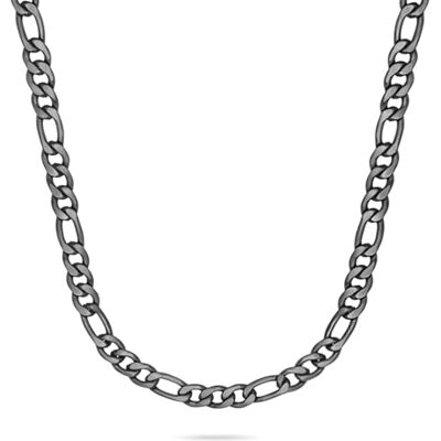 S. Oliver Herren Necklace Halskette aus gebürstetem Edelstahl IP Gun Figaro verstellbar bis 55 cm wasserfest & hautfreundlich S. Oliver Herren Necklace Halskette aus gebürstetem Edelstahl IP Gun Figaro verstellbar bis 55 cm wasserfest & hautfreundlich