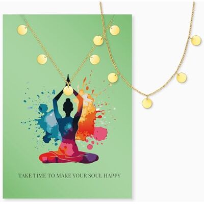 Engelsrufer MYSTEEL by Happy Soul Grußkarte mit Halskette Edelstahl Gold – 5 Plättchen Anhänger, Geschenk Set für Frauen, Selbstfürsorge Schmuck, Karte mit Botschaft Engelsrufer MYSTEEL by Happy Soul Grußkarte mit Halskette Edelstahl Gold – 5 Plättchen Anhänger, Geschenk Set für Frauen, Selbstfürsorge Schmuck, Karte mit Botschaft