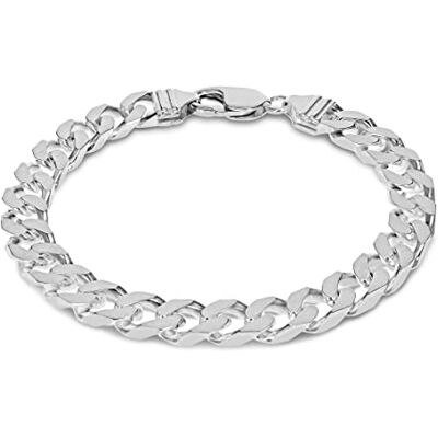 Amazon Panzerketten-Armband aus Sterlingsilber, flach, 20 cm Amazon Panzerketten-Armband aus Sterlingsilber, flach, 20 cm