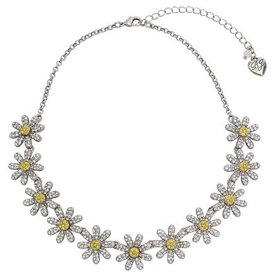 Betsey Johnson Daisy Bib Halskette für Damen, verspielter & leichter Schmuck, versilbert, Gold & Glas Betsey Johnson Daisy Bib Halskette für Damen, verspielter & leichter Schmuck, versilbert, Gold & Glas