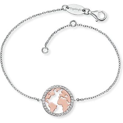 Engelsrufer Damen-Armband aus 925 Silber mit Rosegold Welt und Zirkonia, ERB-WORLD-BICOR-ZI Engelsrufer Damen-Armband aus 925 Silber mit Rosegold Welt und Zirkonia, ERB-WORLD-BICOR-ZI