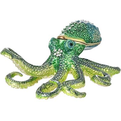 DLXK Handbemalte Emaille-Oktopus-Schmuckschatulle, aufklappbarer Schmuck-Organizer mit Kristallen, Ring-Ohrring-Aufbewahrung, einzigartige Heimdekoration, Figur, Andenken, handgefertigt, Ornament (Krake) DLXK Handbemalte Emaille-Oktopus-Schmuckschatulle, aufklappbarer Schmuck-Organizer mit Kristallen, Ring-Ohrring-Aufbewahrung, einzigartige Heimdekoration, Figur, Andenken, handgefertigt, Ornament (Krake)
