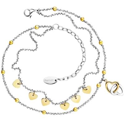 Engelsrufer Fußkette „Hearts Bicolor“ Damen Edelstahl Silber & Roségold Herz Design 22+5 cm verstellbar Eleganter Sommerschmuck Engelsrufer Fußkette „Hearts Bicolor“ Damen Edelstahl Silber & Roségold Herz Design 22+5 cm verstellbar Eleganter Sommerschmuck