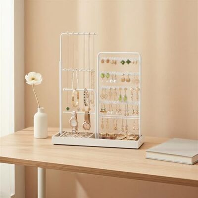 SONGMICS Schmuckständer, Metallrahmen, ausziehbarer Kettenhalter Schmuckhalter, Schmuckaufbewahrung, Schmucktablett Samt, 30,9-47,5 cm hoch, mattweiß, CAELEY Kollektion JJS026W01 SONGMICS Schmuckständer, Metallrahmen, ausziehbarer Kettenhalter Schmuckhalter, Schmuckaufbewahrung, Schmucktablett Samt, 30,9-47,5 cm hoch, mattweiß, CAELEY Kollektion JJS026W01