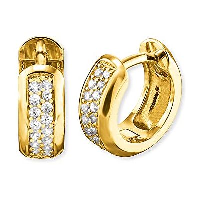 Engelsrufer Damen Creole Anna aus vergoldetem Sterling Silber besetzt mit 38 Zirkonia Steinen Clipverschluss nickelfrei 13mm Engelsrufer Damen Creole Anna aus vergoldetem Sterling Silber besetzt mit 38 Zirkonia Steinen Clipverschluss nickelfrei 13mm