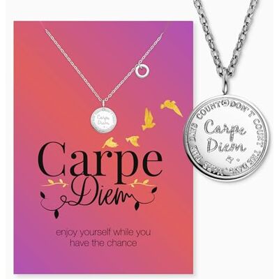 Engelsrufer Grußkarte Carpe Diem mit Halskette Edelstahl Silber – Lebensmotto als Geschenk – Hochwertige Grußkarte mit Schmuckstück Engelsrufer Grußkarte Carpe Diem mit Halskette Edelstahl Silber – Lebensmotto als Geschenk – Hochwertige Grußkarte mit Schmuckstück