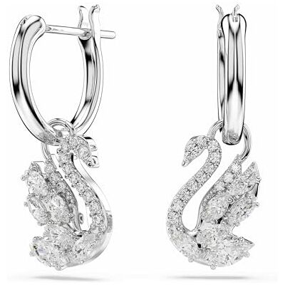 Swarovski Swan Ohrhänger, Mischschliff, Schwan, Weiß, Rhodiniert Swarovski Swan Ohrhänger, Mischschliff, Schwan, Weiß, Rhodiniert