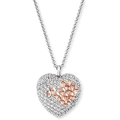Engelsrufer Damen Halskette aus Sterling Silber und Herz Anhänger Bicolor in Silber und Roségold besetzt mit 58 Zirkonia Steinen in drei Längen verstellbar Länge: 60cm Engelsrufer Damen Halskette aus Sterling Silber und Herz Anhänger Bicolor in Silber und Roségold besetzt mit 58 Zirkonia Steinen in drei Längen verstellbar Länge: 60cm