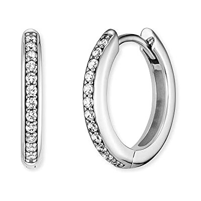 Engelsrufer Damen Earring Filigrane Keep It So Simple Creole Lola Sterling Silber 24 Weißen Zirkonia Steinen Clipverschluss Nickelfrei Größe: 16mm Engelsrufer Damen Earring Filigrane Keep It So Simple Creole Lola Sterling Silber 24 Weißen Zirkonia Steinen Clipverschluss Nickelfrei Größe: 16mm