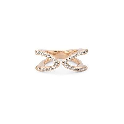 Uno de 50 Ring aus 18 Karat vergoldeter Metalllegierung mit offener Halbellipsenform und Topasen Uno de 50 Ring aus 18 Karat vergoldeter Metalllegierung mit offener Halbellipsenform und Topasen