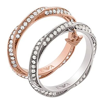 Giorgio Armani Damen Ring set, Rose Gold-Tone und zwei-Tone Edelstahl Band, EGS3024SET6.5 Giorgio Armani Damen Ring set, Rose Gold-Tone und zwei-Tone Edelstahl Band, EGS3024SET6.5