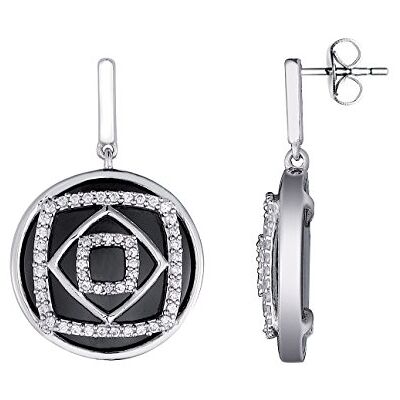 CERANITY Damen 1-42/0034-N-Ohrringe hängend Silber 925/1000 5,04 g Keramik Zirkonia Schwarz/Weiß CERANITY Damen 1-42/0034-N-Ohrringe hängend Silber 925/1000 5,04 g Keramik Zirkonia Schwarz/Weiß