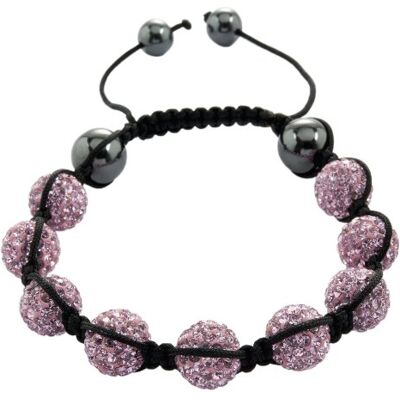 Burgmeister Jewelry Damen-Armband Shamballa rosa Länge variierbar, Verschiedene Steine auf schwarzem Textilband JBM1147-598 Burgmeister Jewelry Damen-Armband Shamballa rosa Länge variierbar, Verschiedene Steine auf schwarzem Textilband JBM1147-598