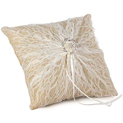 Mopec A89 Burlap Partnerringe mit Blonde Brosche Perlen, 20 x 20 cm, Textil, Mehrfarbig Mopec A89 Burlap Partnerringe mit Blonde Brosche Perlen, 20 x 20 cm, Textil, Mehrfarbig