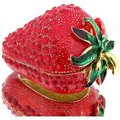 YU FENG Schmuckkästchen mit Scharnier für Mädchen, handgefertigt, rote Erdbeere, dekoriert für Frauen (rote Erdbeere) YU FENG Schmuckkästchen mit Scharnier für Mädchen, handgefertigt, rote Erdbeere, dekoriert für Frauen (rote Erdbeere)