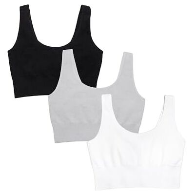 Fruit of the Loom Damen 360 Stretch Longline Bra, Comfortable Wireless Bras, Seamless Full-Coverage for a Natural Shape Sport-BH, Blickdicht, Schwarz/Weiß/Grau Heather, X-Large (3er Pack) Fruit of the Loom Damen 360 Stretch Longline Bra, Comfortable Wireless Bras, Seamless Full-Coverage for a Natural Shape Sport-BH, Blickdicht, Schwarz/Weiß/Grau Heather, X-Large (3er Pack)