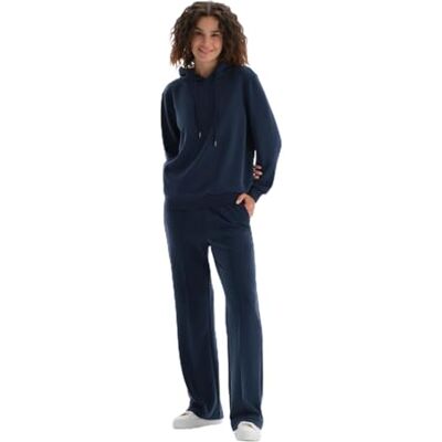 Dagi Women's Indigo High Waist Wide Leg Tracksuit Bottom, Indigo,L Dagi Women's Indigo High Waist Wide Leg Tracksuit Bottom, Indigo,L