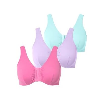 Ulla Popken Damen große Größen Übergrößen Plus Size Bustiers, 3er-Pack, Vorderverschluss, Mikrofaser Ulla Popken Damen große Größen Übergrößen Plus Size Bustiers, 3er-Pack, Vorderverschluss, Mikrofaser