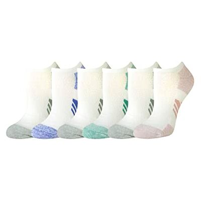 Amazon Damen Bequeme gepolsterte und atmungsaktive Funktions-No-Show-Socken aus Baumwolle für den Sport, 6 Paar, Grünblau/Purpur, 36-39.5 Amazon Damen Bequeme gepolsterte und atmungsaktive Funktions-No-Show-Socken aus Baumwolle für den Sport, 6 Paar, Grünblau/Purpur, 36-39.5