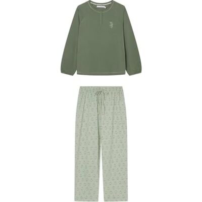 Women'secret Langer Pyjama für Damen, Daily Forest Collection, Khaki, XS Women'secret Langer Pyjama für Damen, Daily Forest Collection, Khaki, XS