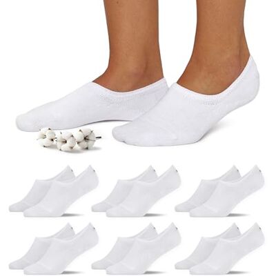 Snocks Füßlinge Damen & Herren aus Bio-Baumwolle, 6 Paar, unsichtbar Ballerina Socken mit Silikonpad an der Ferse, atmungsaktive Sneakersocken, Loafer & No Show Socken, Gr. 35-50 Snocks Füßlinge Damen & Herren aus Bio-Baumwolle, 6 Paar, unsichtbar Ballerina Socken mit Silikonpad an der Ferse, atmungsaktive Sneakersocken, Loafer & No Show Socken, Gr. 35-50