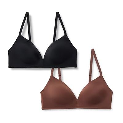 Amazon Damen Gepolsterter Soft T-Shirt BH Bralette ohne Bügel aus Mikrofaser, 2er Pack, Haselnuss/Schwarz, 80D Amazon Damen Gepolsterter Soft T-Shirt BH Bralette ohne Bügel aus Mikrofaser, 2er Pack, Haselnuss/Schwarz, 80D