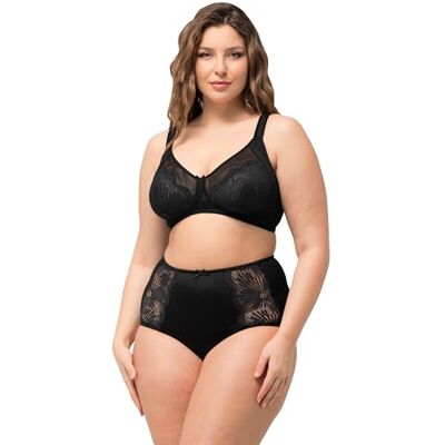 Ulla Popken Damen große Größen Übergrößen Plus Size BH, ohne Bügel, Mesh, Spitze schwarz 90F 825785100-90F Ulla Popken Damen große Größen Übergrößen Plus Size BH, ohne Bügel, Mesh, Spitze schwarz 90F 825785100-90F