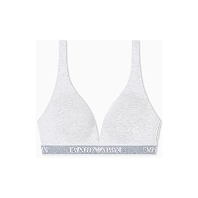 Giorgio Armani Damen Iconic Logoband Gepolsterter Triangel-BH Grau M, grau, M Giorgio Armani Damen Iconic Logoband Gepolsterter Triangel-BH Grau M, grau, M