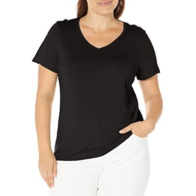 HUE Damen Sleepwell Basic Kurzarm V-Ausschnitt T-Shirt Zum Faulenzen Oder Schlafen, Hergestellt mit Temperaturregulierender Technologie Pyjamaoberteil, schwarz, Klein HUE Damen Sleepwell Basic Kurzarm V-Ausschnitt T-Shirt Zum Faulenzen Oder Schlafen, Hergestellt mit Temperaturregulierender Technologie Pyjamaoberteil, schwarz, Klein