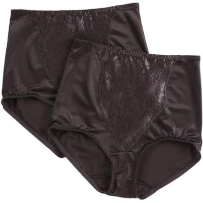 Bali Damen Shapewear Double Support® Koordinate Slip mit Spitze Bauch Panel Light Control 2er Pack Schwarz 2X Plus Bali Damen Shapewear Double Support® Koordinate Slip mit Spitze Bauch Panel Light Control 2er Pack Schwarz 2X Plus